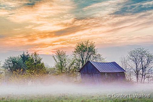 Leaning Barn At Sunrise_23771-2.jpg - Photographed in Kilmarnock, Ontario, Canada.